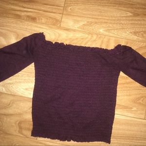 Hollister cropped off the shoulder long sleeve top